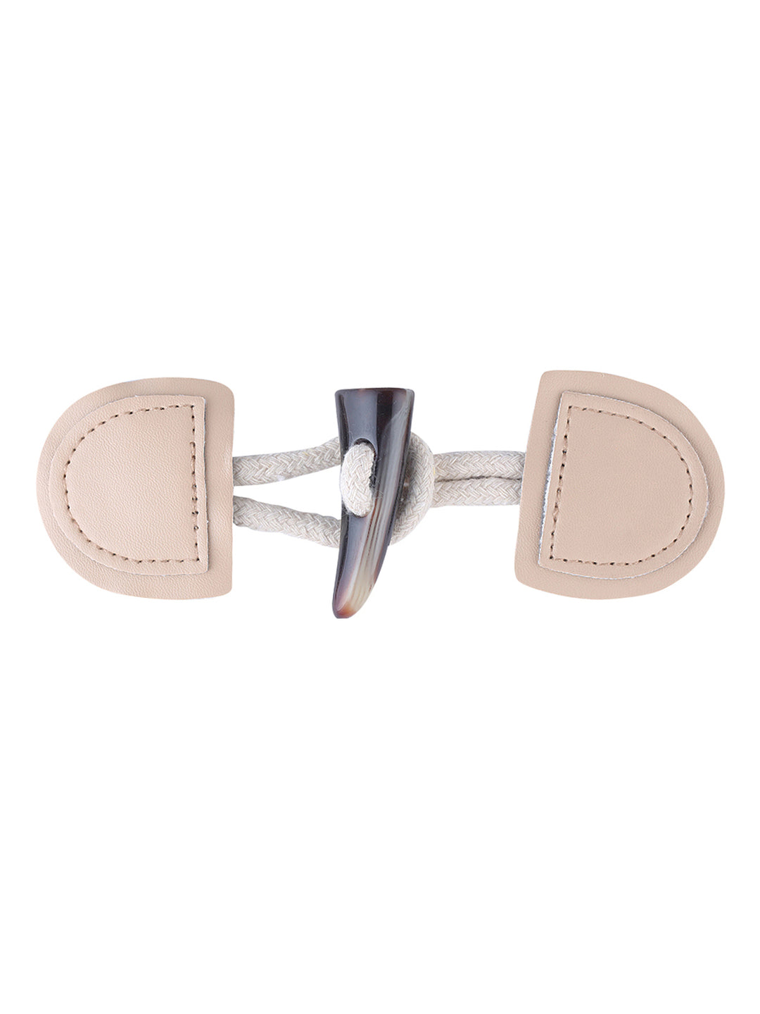 Cream PU Leather Horn Toggle Coat Closure