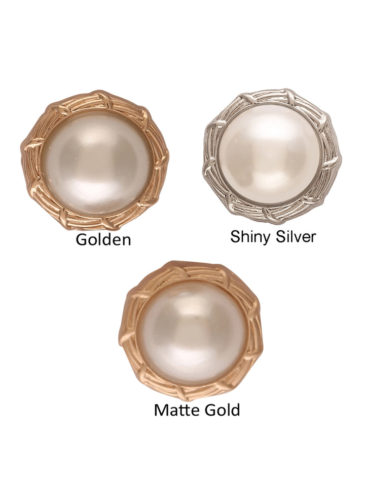 Super Classy Round Shape Golden/Shiny Silver/Matte Gold Colour Pearl Buttons