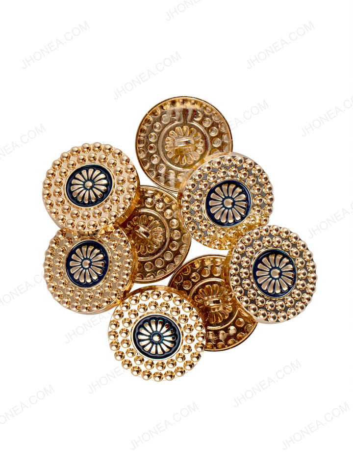 Shiny Golden Dotted Border Design Ethnic Button