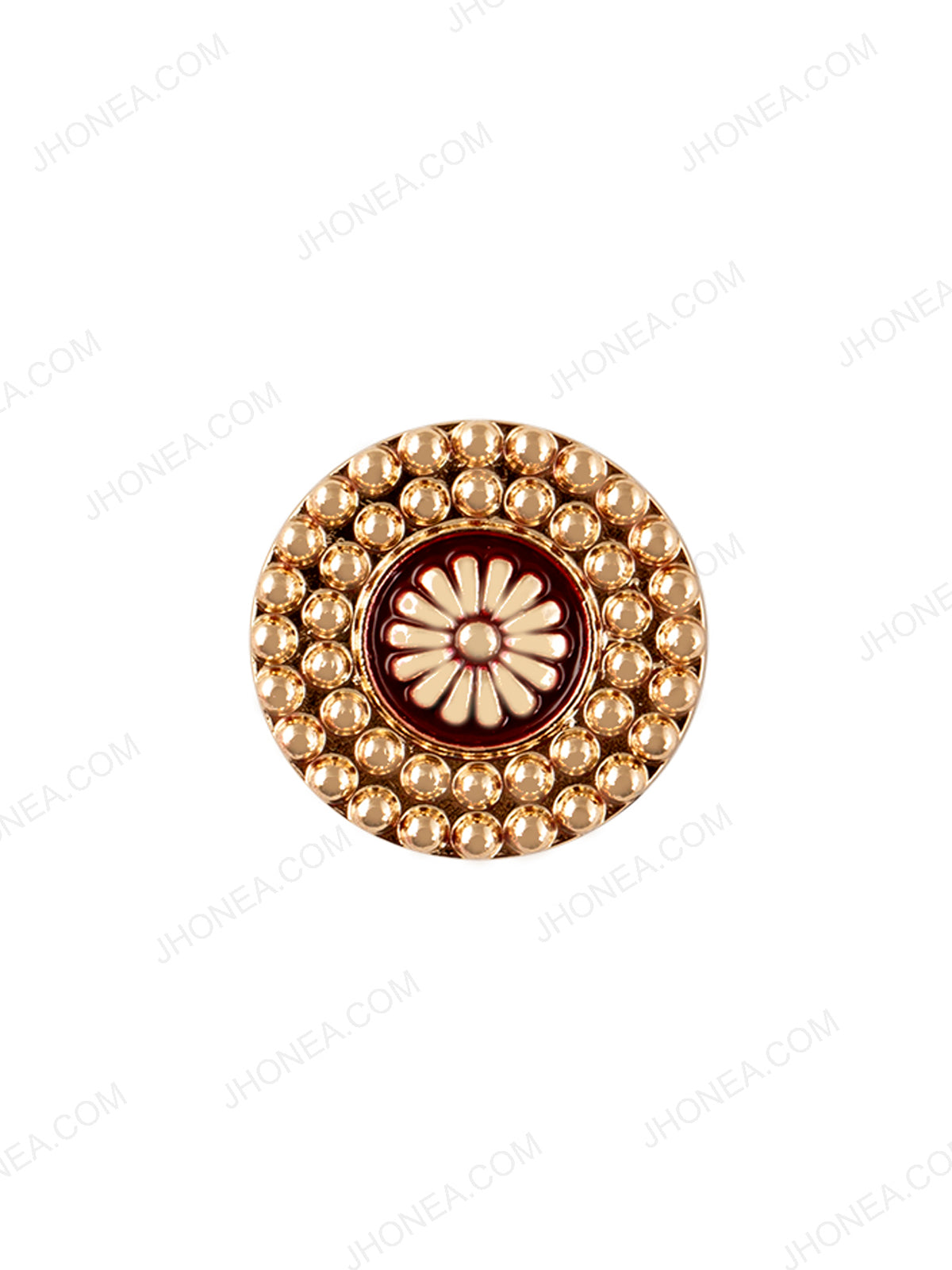 Shiny Golden with Red Color Dotted Border Design Ethnic Button