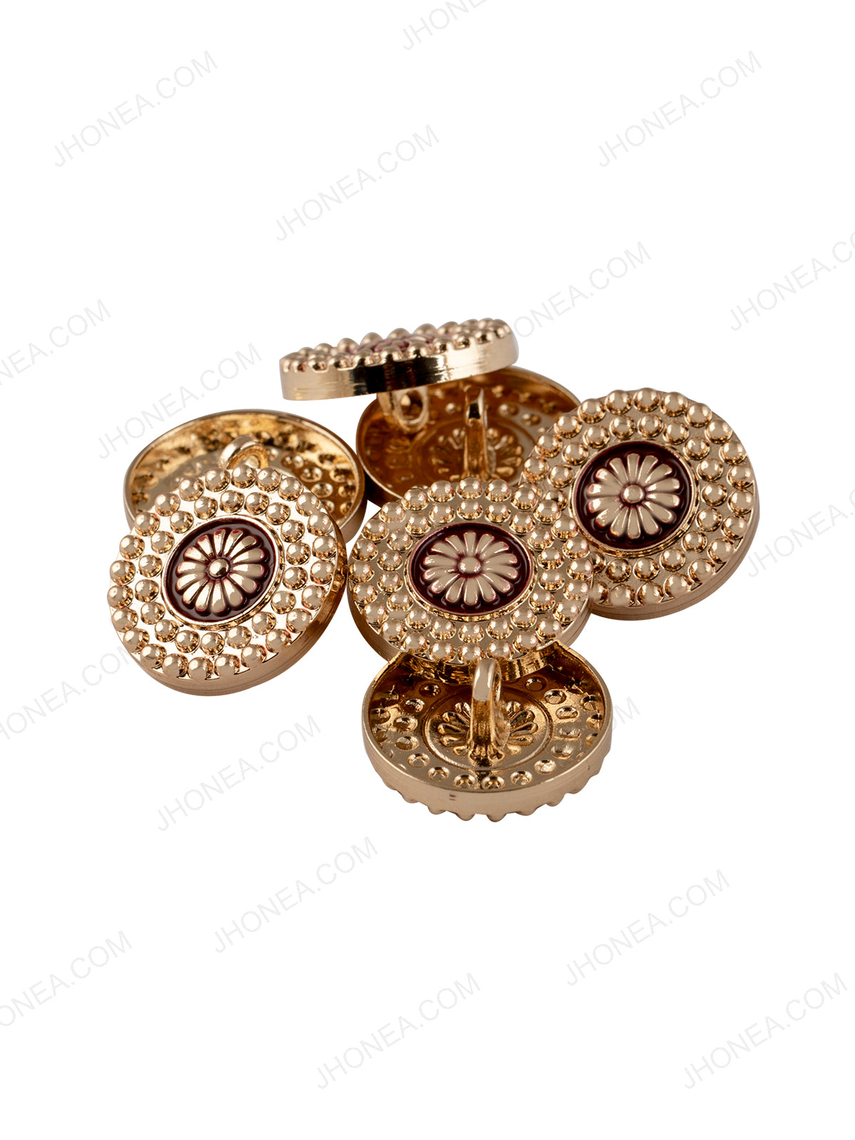 Shiny Golden with Red Color Dotted Border Design Ethnic Button