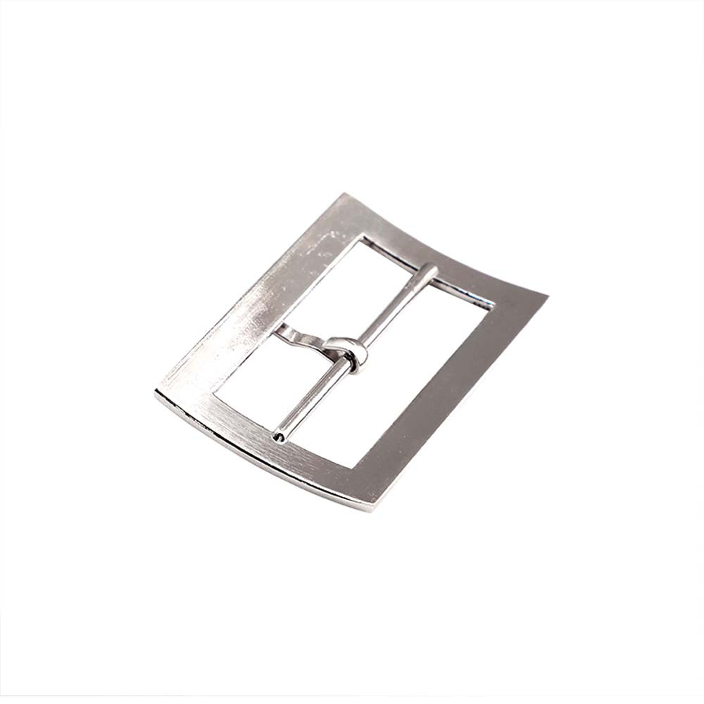 Shiny White Silver Engraved Frame Tongue/Prong Belt Buckle