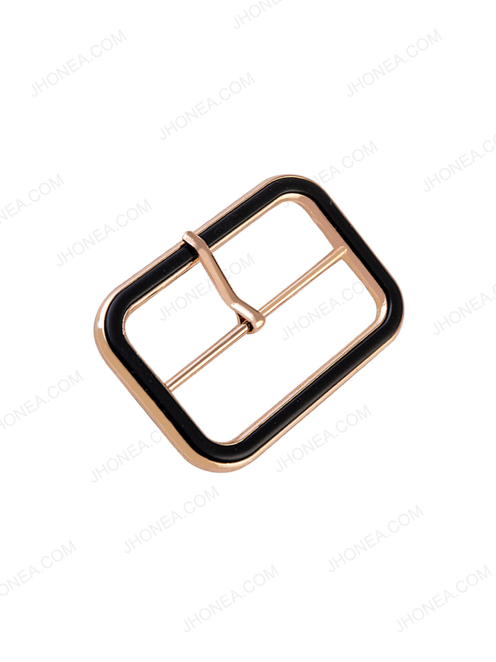 Shiny Gold with Black Sliding Belt Buckle with Prong