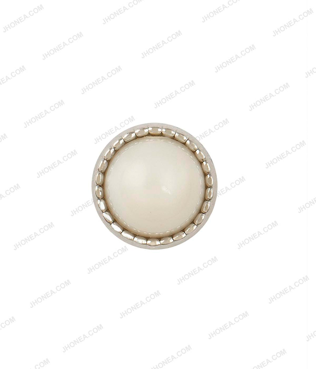 Shiny Silver with White Color Glossy Dome Pearl Buttons for Ladies