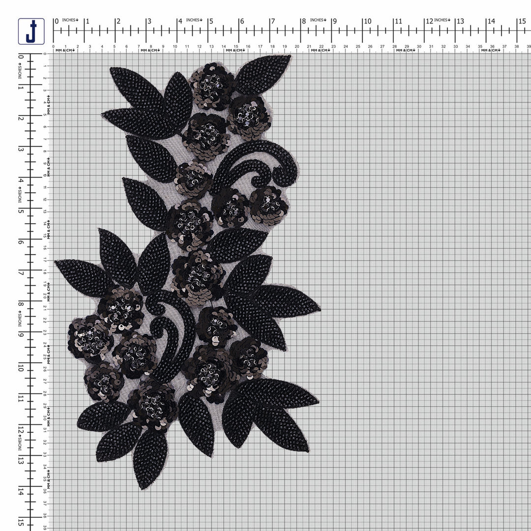 Beautiful Floral Motif Black Beaded Patch for Blazers/Gowns JHONEA ACCESSORIES Beautiful Floral Motif Black Beaded Patch for Blazers/Gowns JHONEA ACCESSORIES