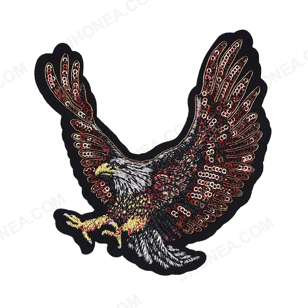 Jhonea Flying Eagle Sequins Embroidery Bird Patch for Shirts
