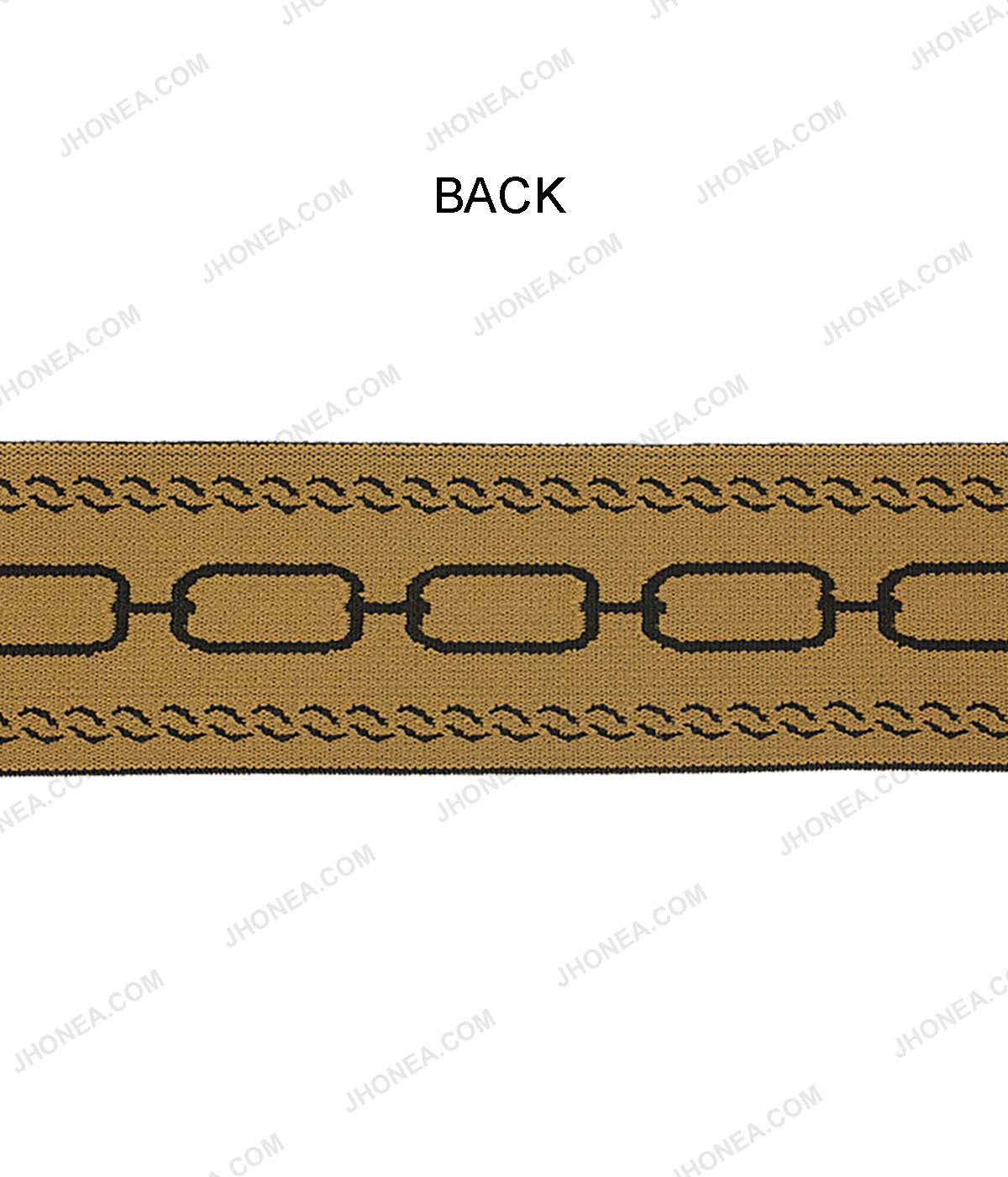 Black with Brown Classic Chain Design Soft Woven Rivil-Civil Elastic