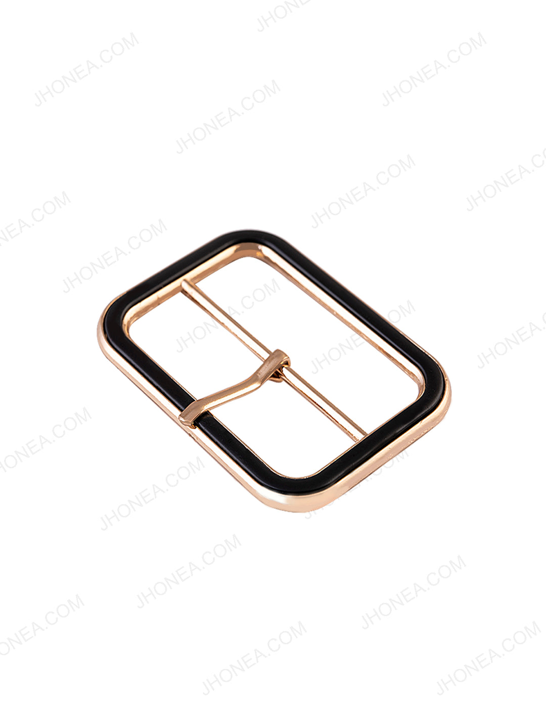 Shiny Gold with Black Sliding Belt Buckle with Prong