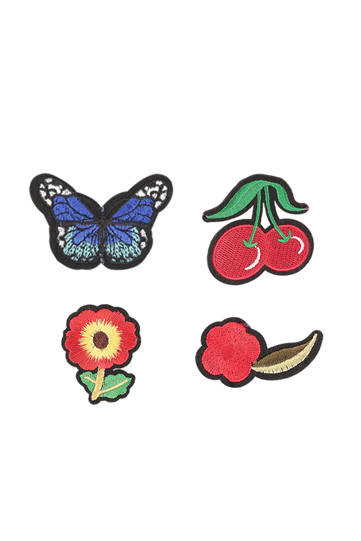 Set of 4 Cute Colourful Nature Embroidered Patch Applique
