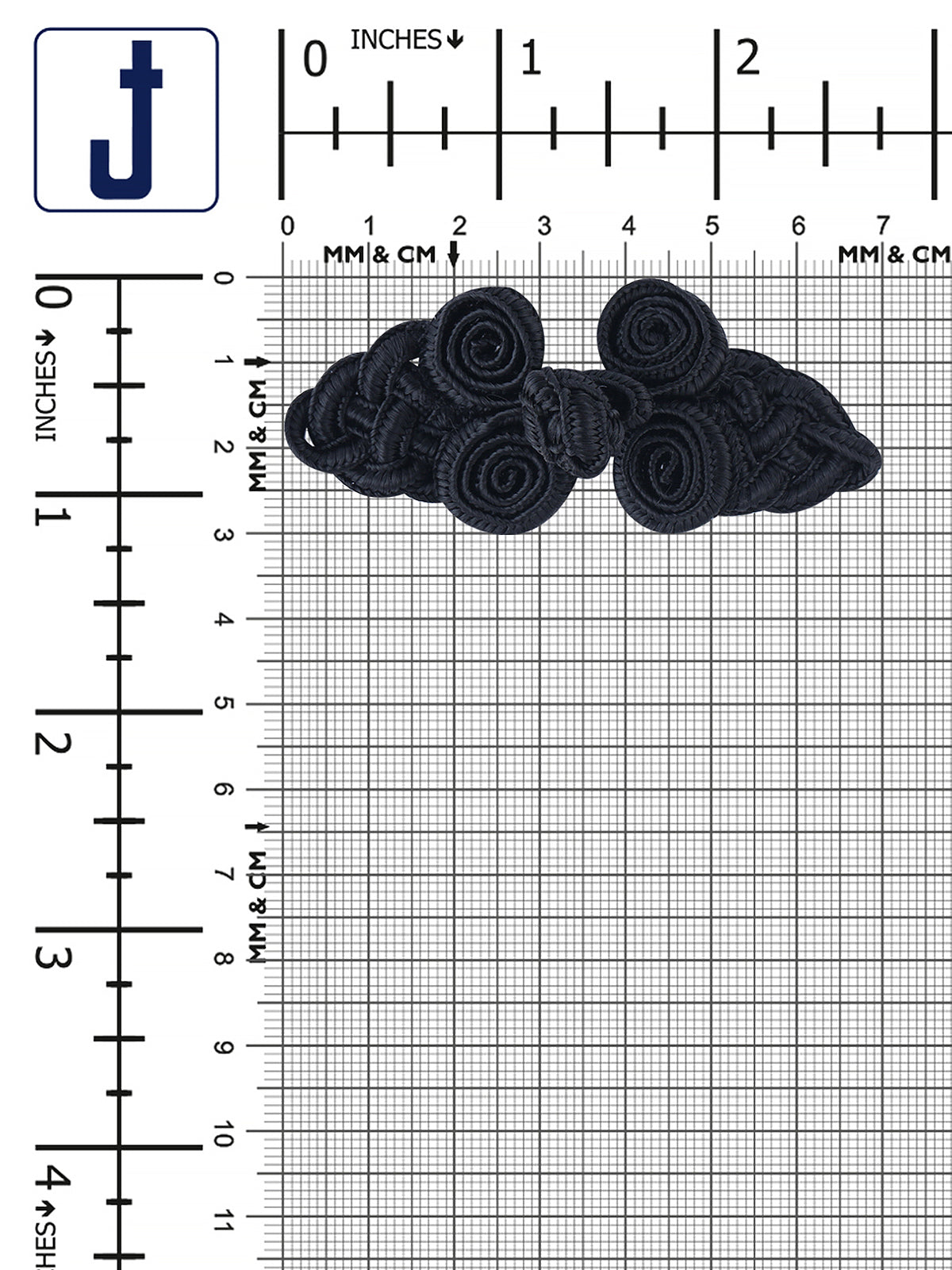 Sewing Fasteners Black & White Frog Knot Closure