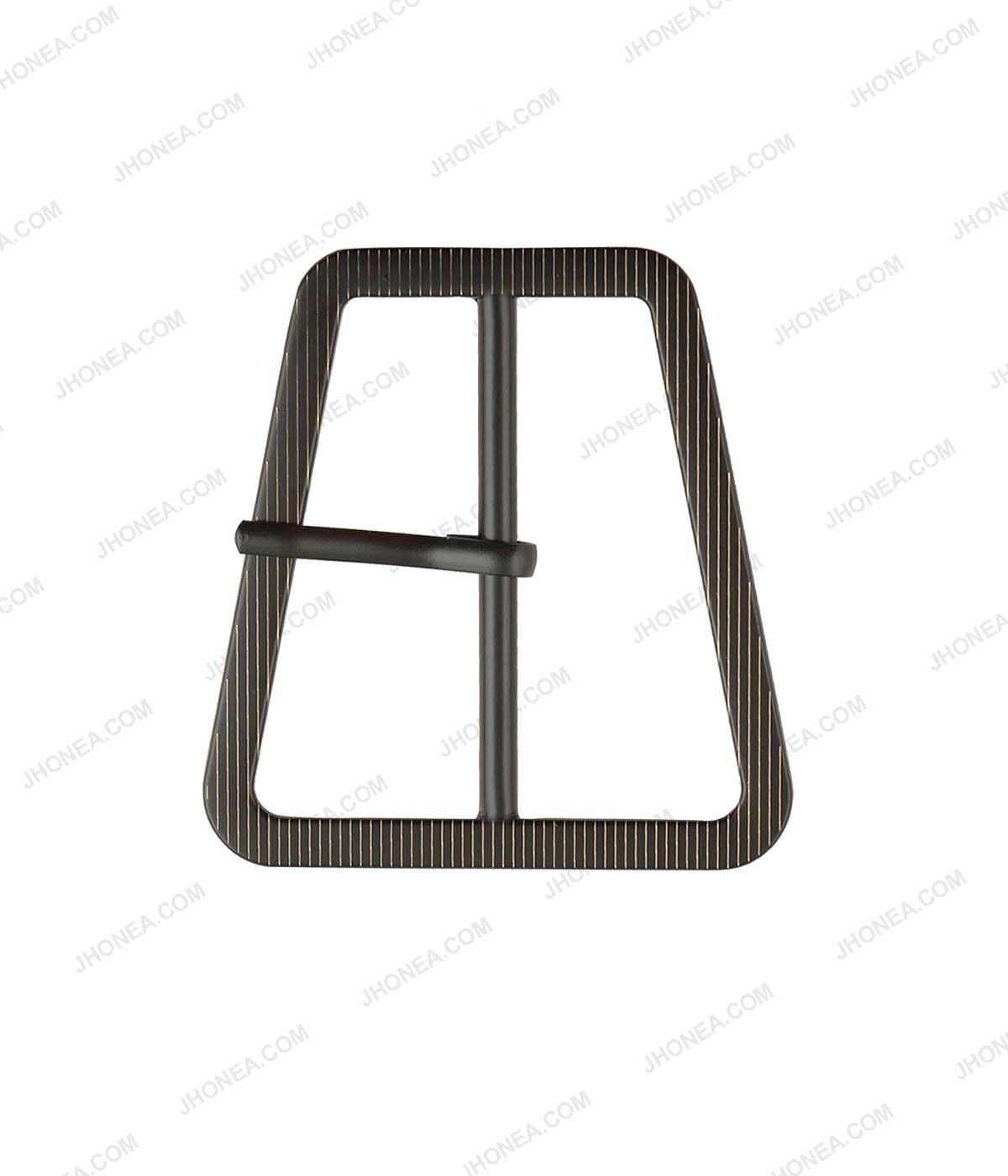Superior Western Style Trapezoid Shape Prong Belt Buckle in Matte Black with Gold Colour