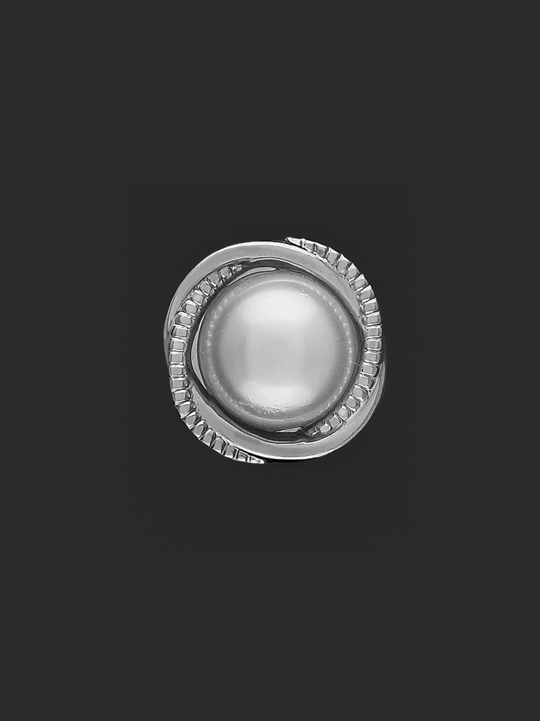 Rounded Square Shape Shiny Pearl Button in Silver Color