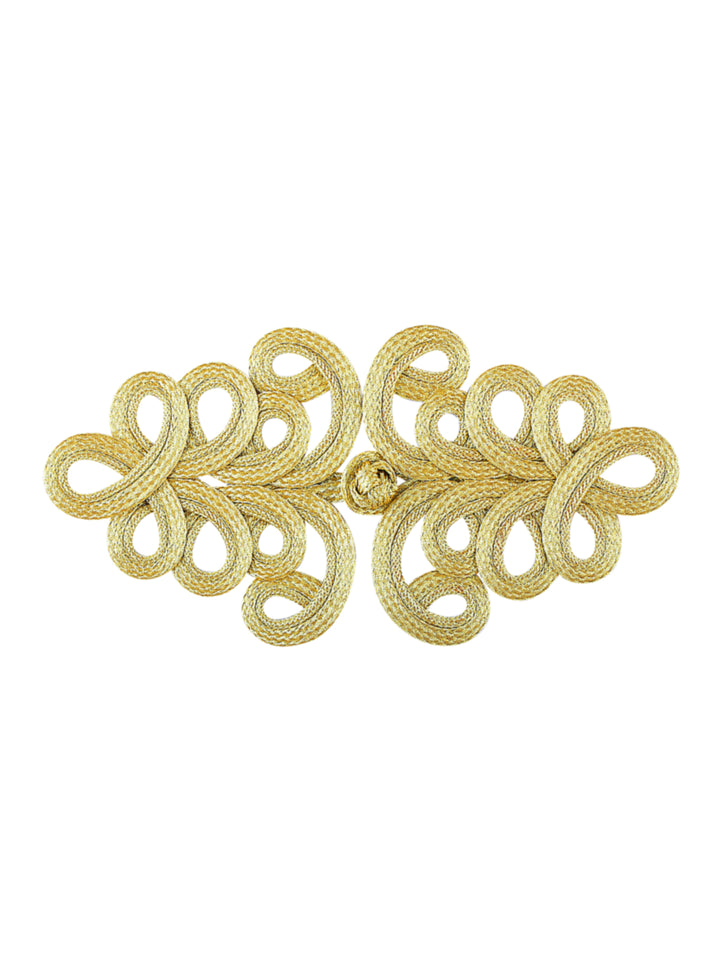 Golden Metallic Braided Loopy Frog Knot Closure Button
