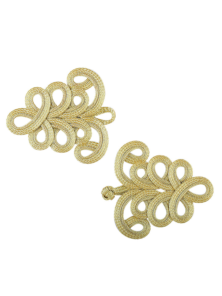 Golden Metallic Braided Loopy Frog Knot Closure Button