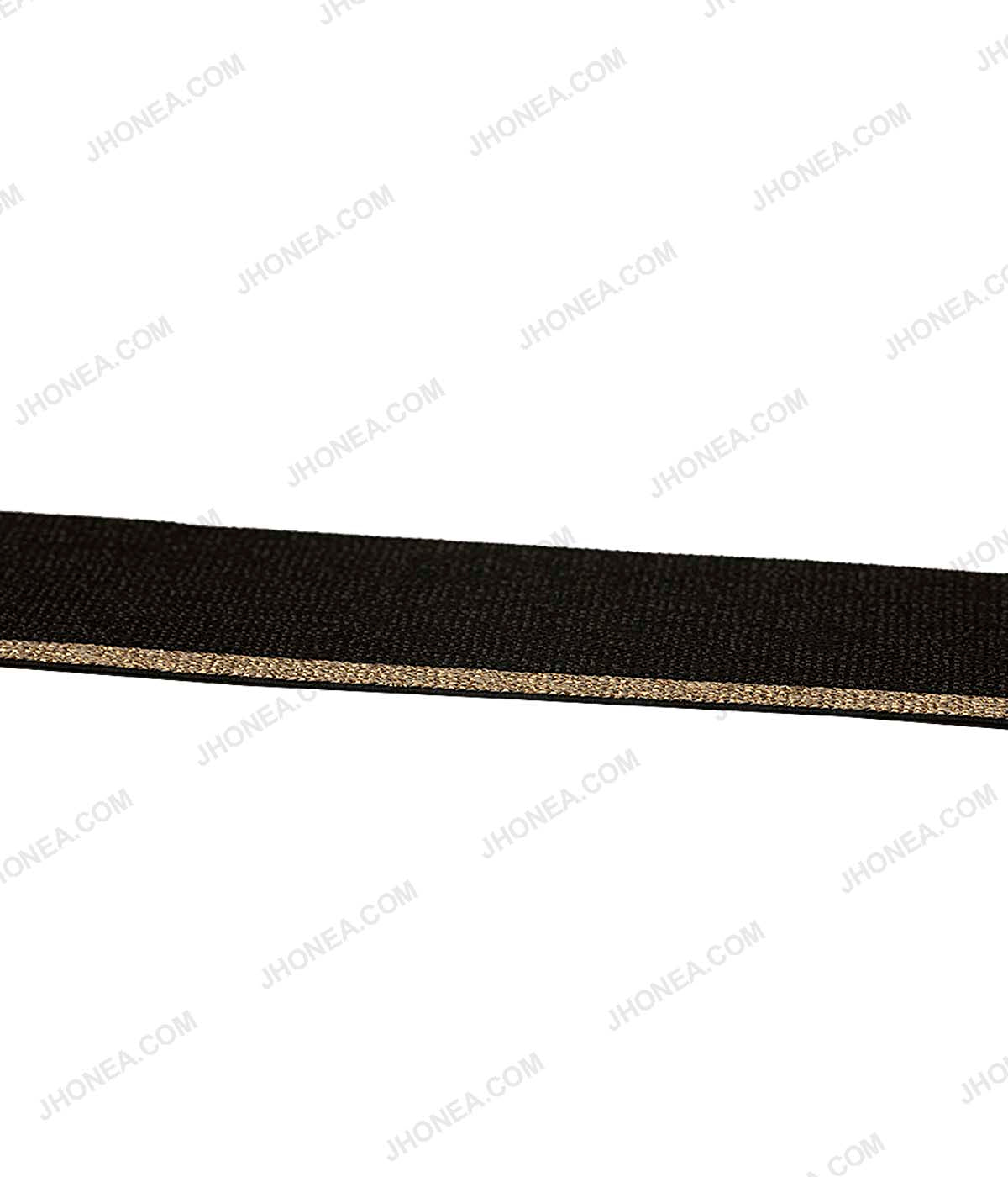 Black with Shiny Metallic Gold Knit Glitter Fancy Elastic