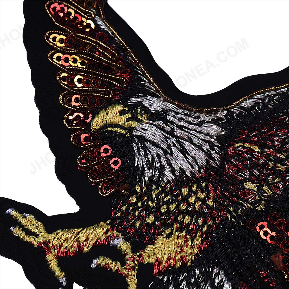 Flying Eagle Sequins Embroidery Bird Patch for Shirts