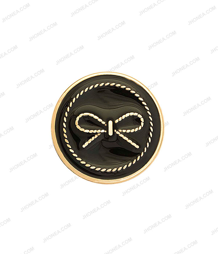 Premium Black with Gold Color Bow Design Western Clothing Metal Buttons