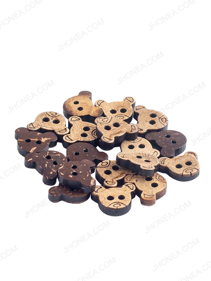 Mickey Mouse Shape 2-Hole Natural Coco Buttons