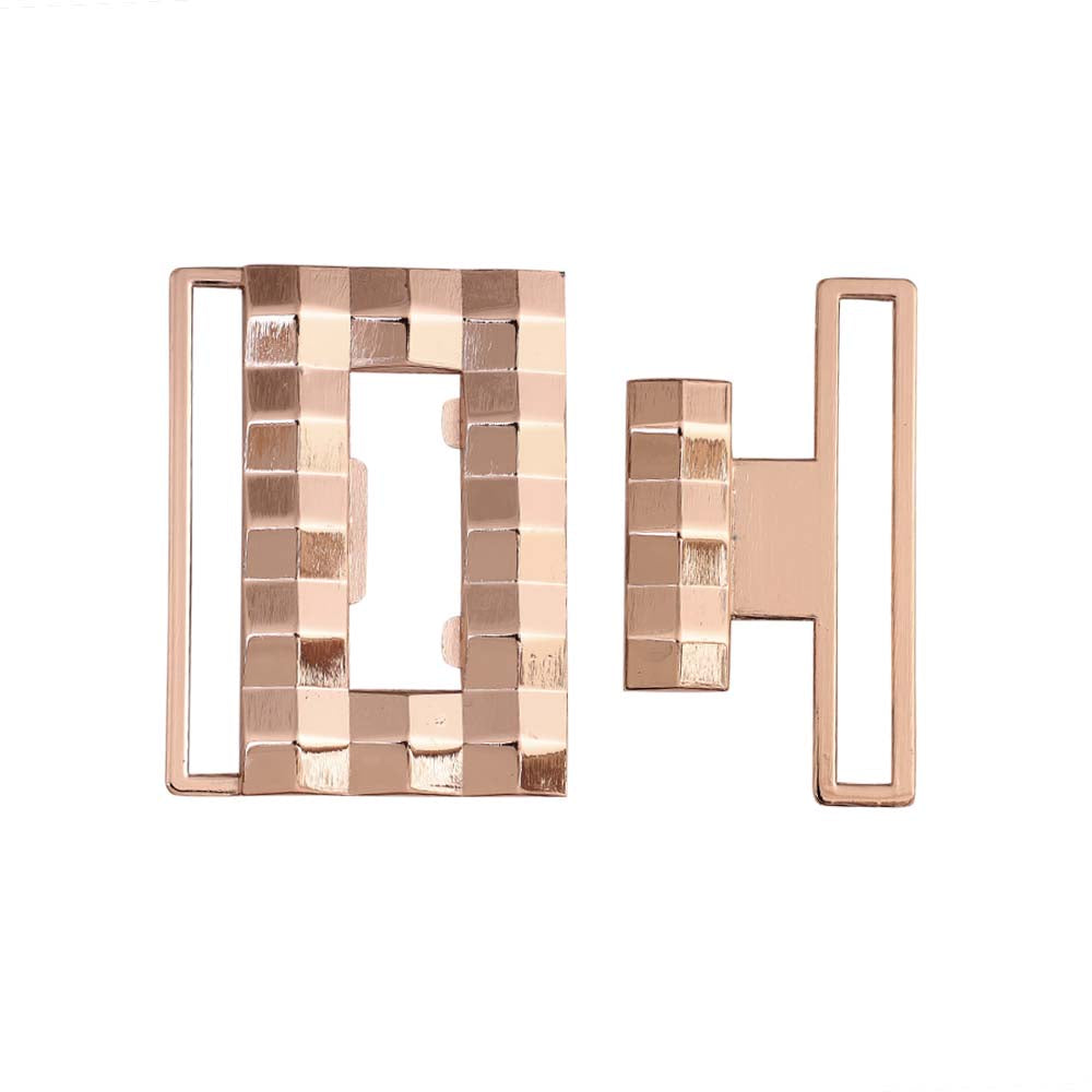 Shiny Gold 3D Surface Design Closure Clasp 2 Part Belt Buckle