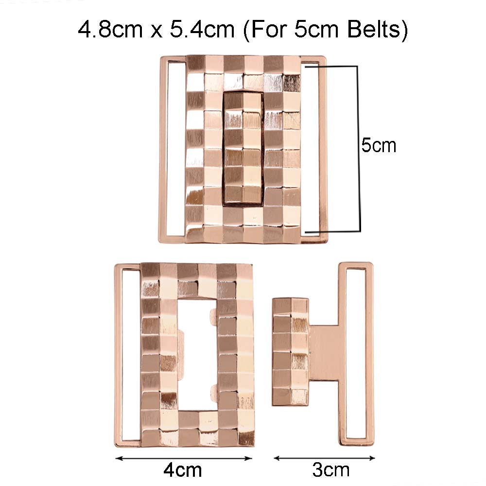 Shiny Gold 3D Surface Design Closure Clasp 2 Part Belt Buckle