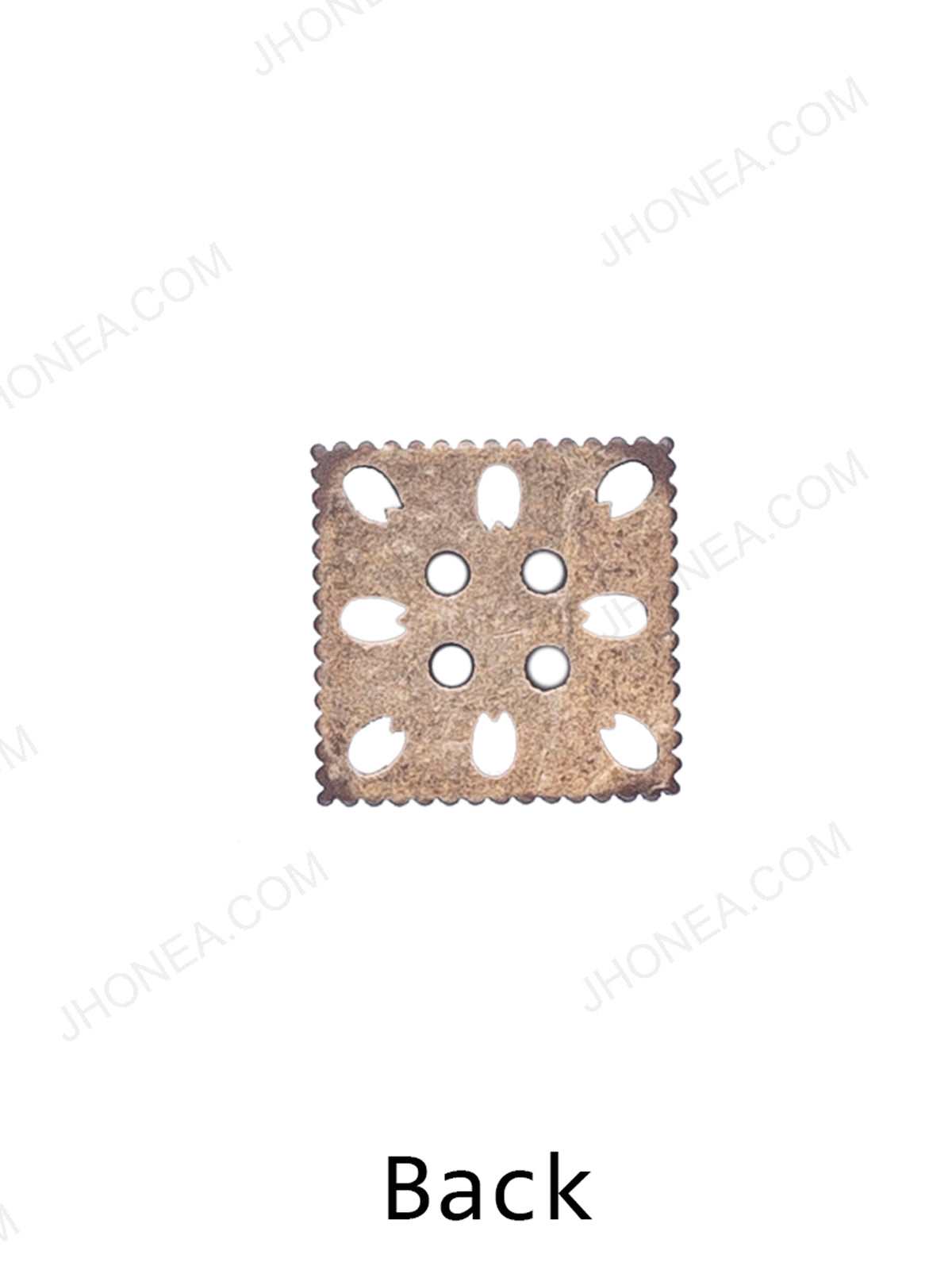 Square Shape Cutwork 4-Hole Natural Coco Buttons