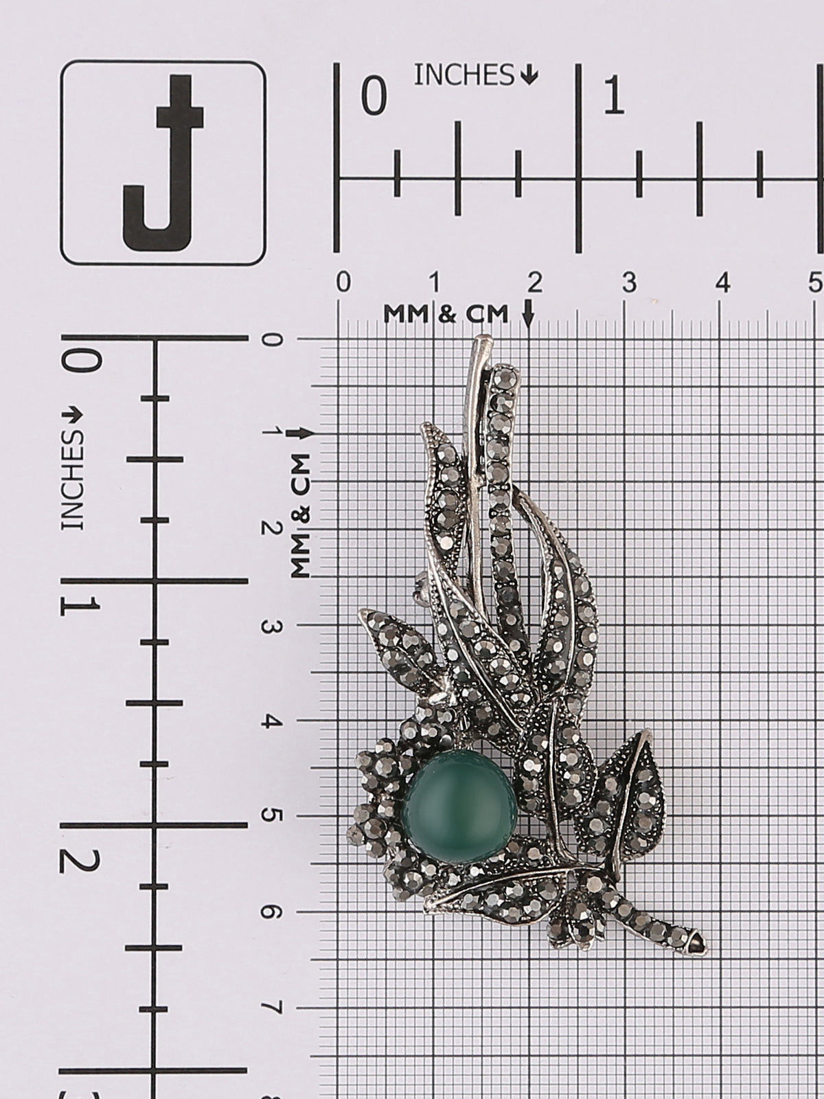 Simply Pretty & Vintage Design Gunmetal Leaf with Pearl Brooch Pin