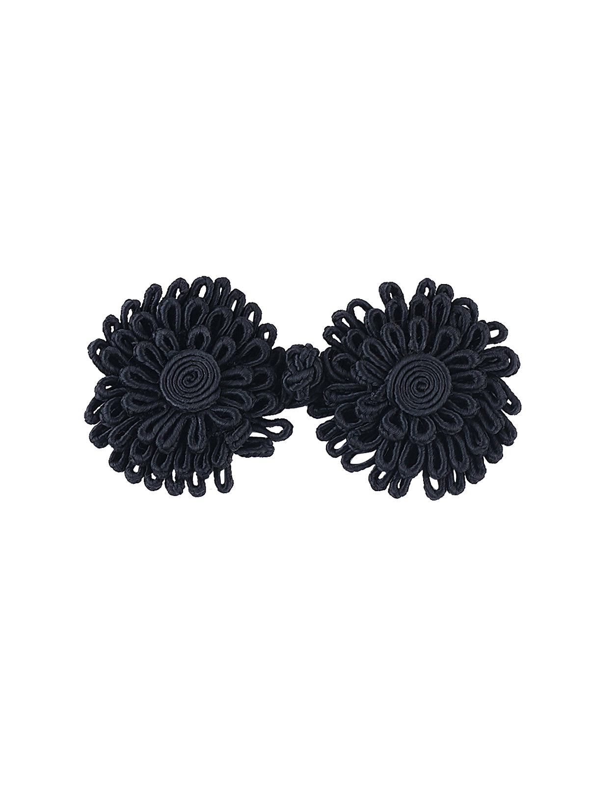 Black Cord Floral Design Frog Knot Closure