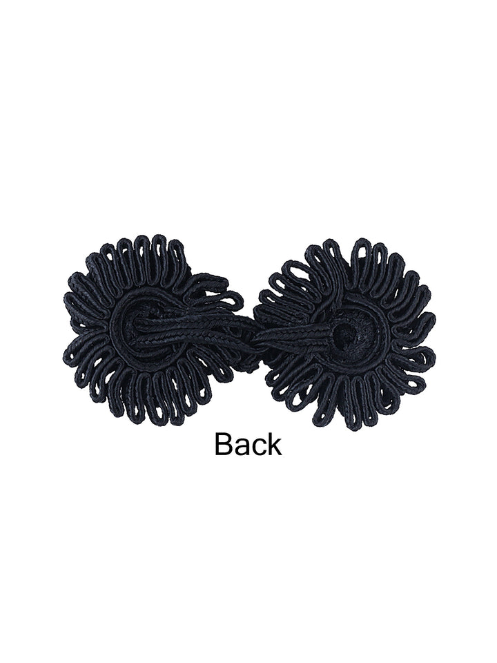 Black Cord Floral Design Frog Knot Closure