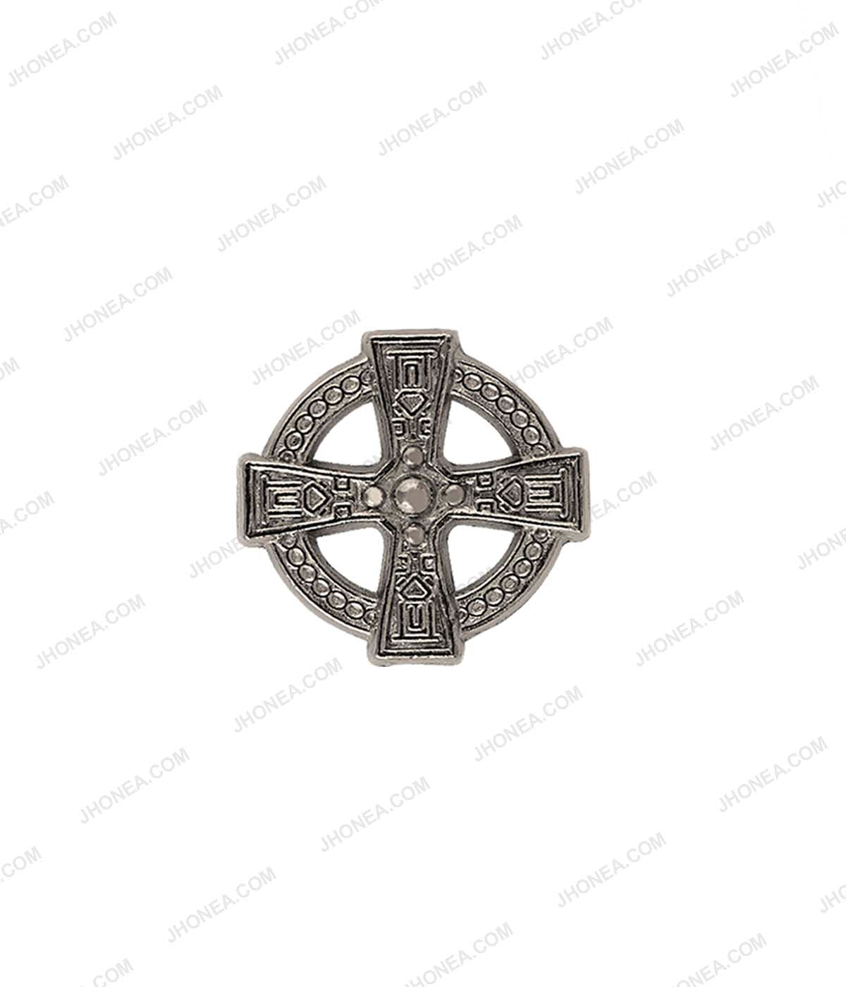Shiny Gunmetal Engraved Design Round Wheel Shape Hotfix for Jeans