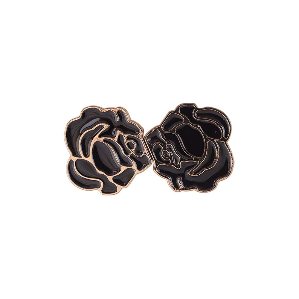 Shiny Gold with Black Rose Design Buckle Embellishment for Belts