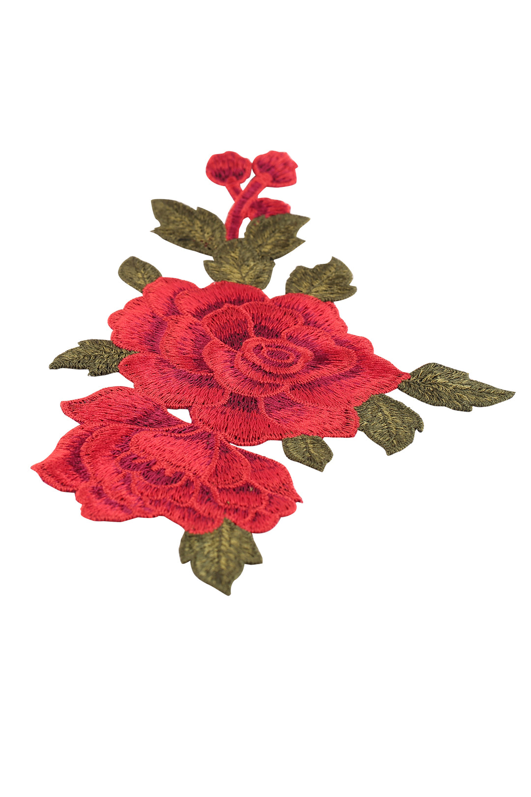 Pair of Sew on Red Flower Embroidery Patch