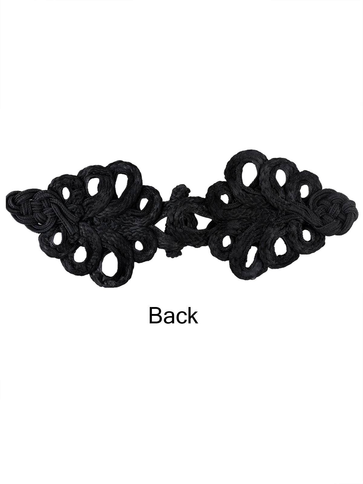 Black Floral Design Frog Knot Closure Pipa Fastener