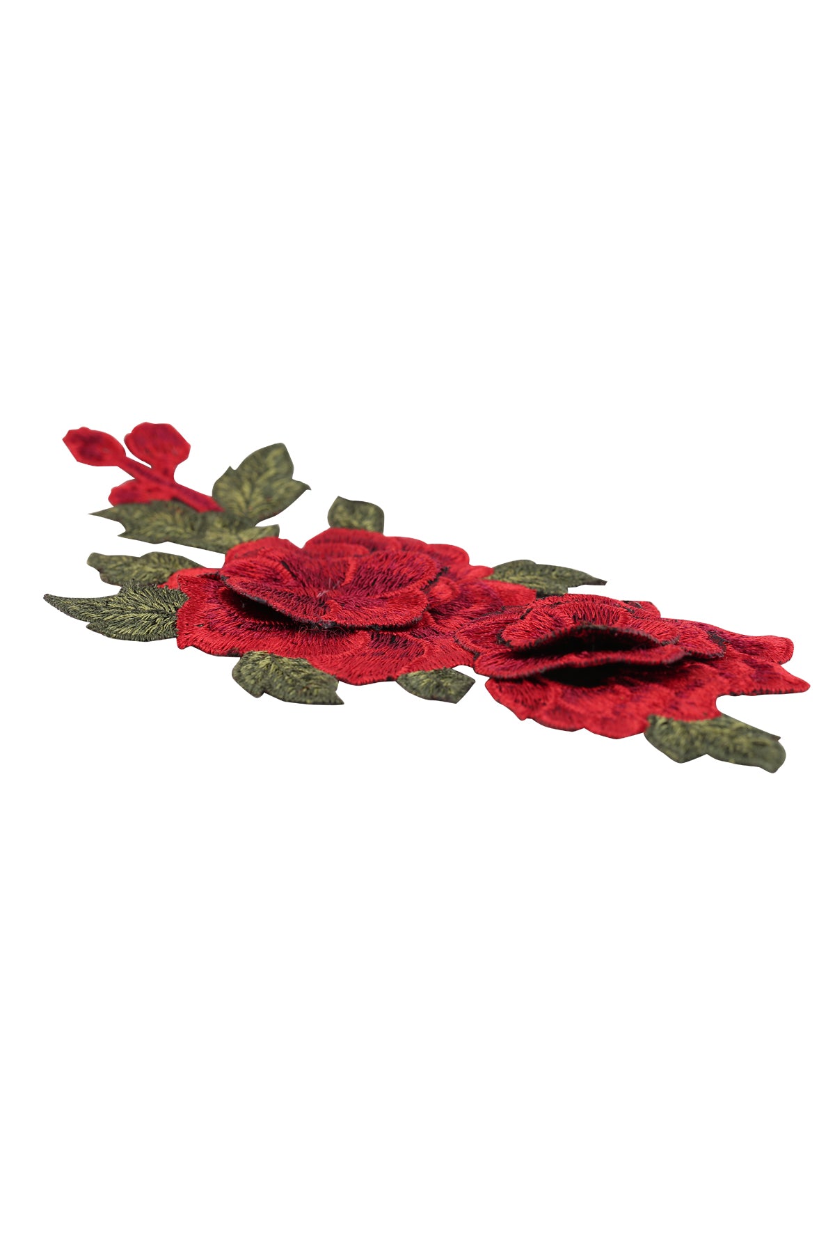 Red Flower Layered Embroidered Patch Applique