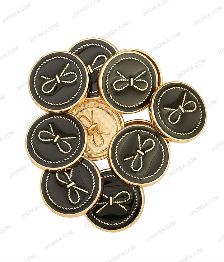 Premium Black with Gold Color Bow Design Western Clothing Metal Buttons