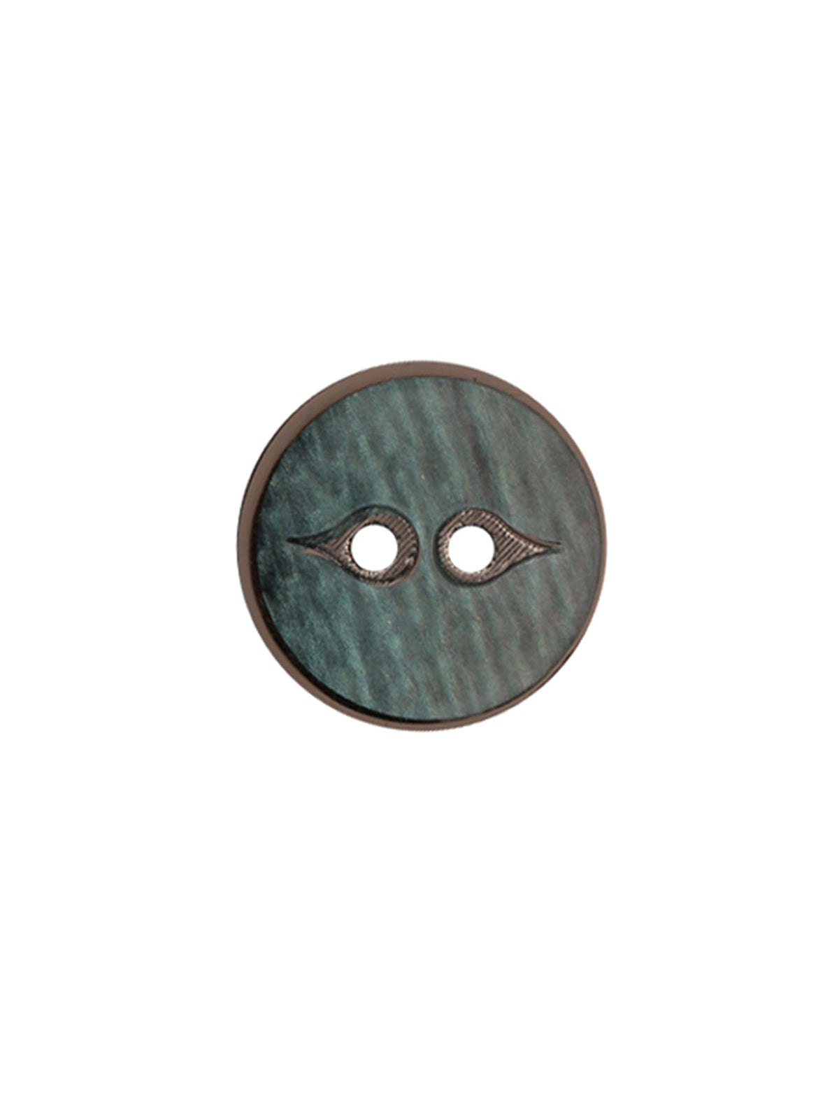Fancy Round Shape 2-Hole Smooth & Shiny Decorative Sea Green Color Button