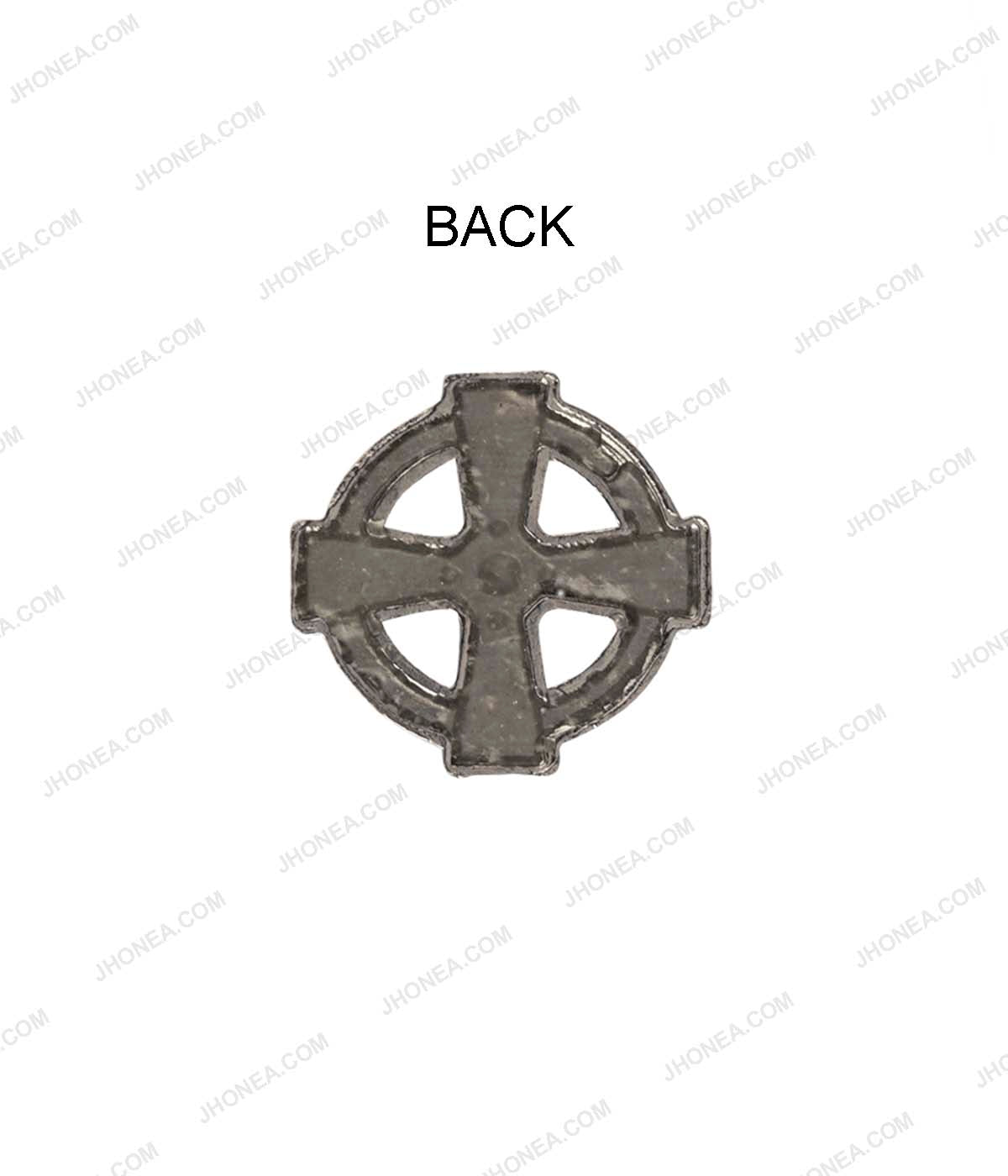 Shiny Gunmetal Engraved Design Round Wheel Shape Hotfix for Jeans