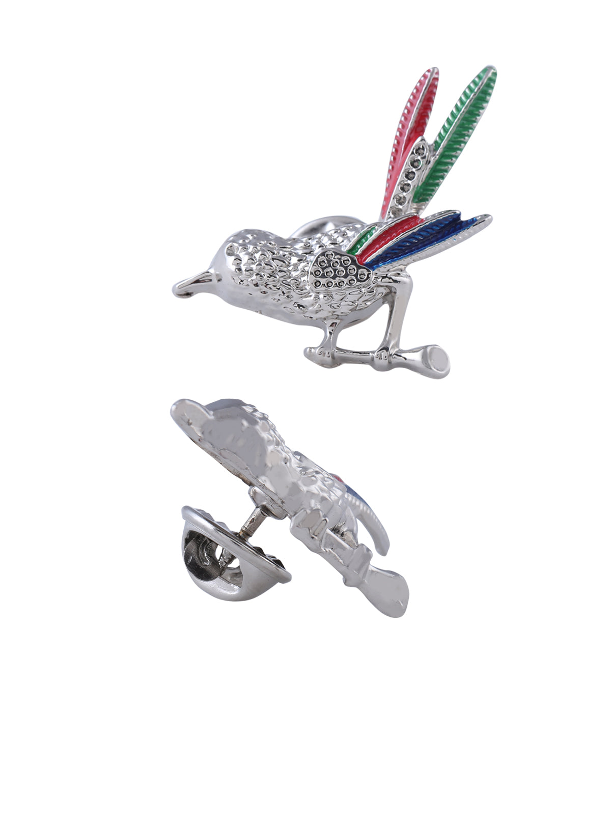 Tri-Coloured Pin Fastener Silver Sparrow Brooch for Men & Women