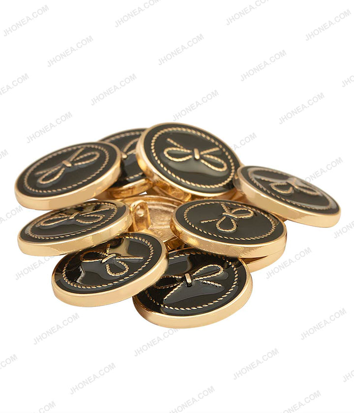 Premium Black & White Bow Design Western Clothing Metal Buttons