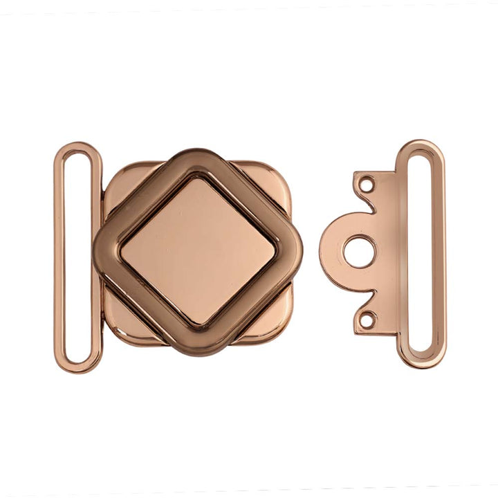 Two-Tone Rhombus Frame Style Clasp 2 Part Snap Belt Buckle