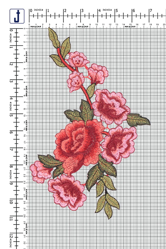 Big Embroidery Pink Rose Flower Sew on Patch
