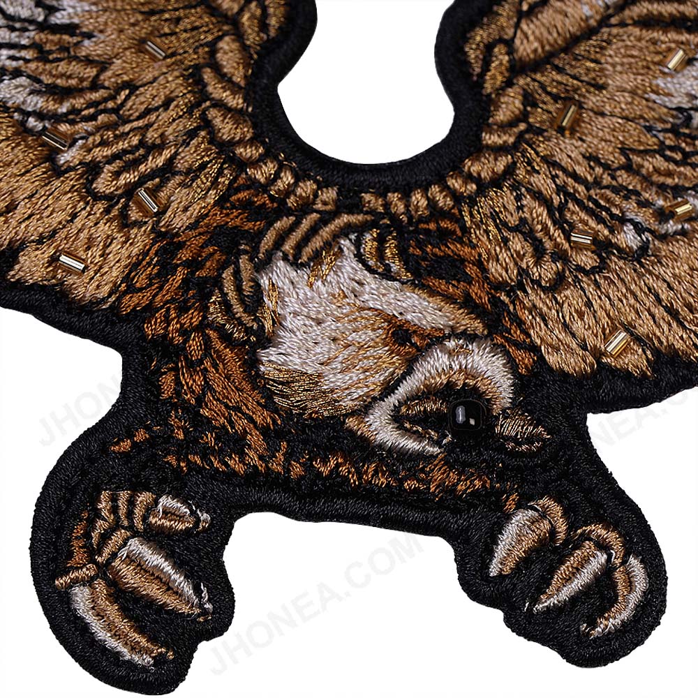 Pipe Beaded Embroidery Flying Eagle Bird Patch