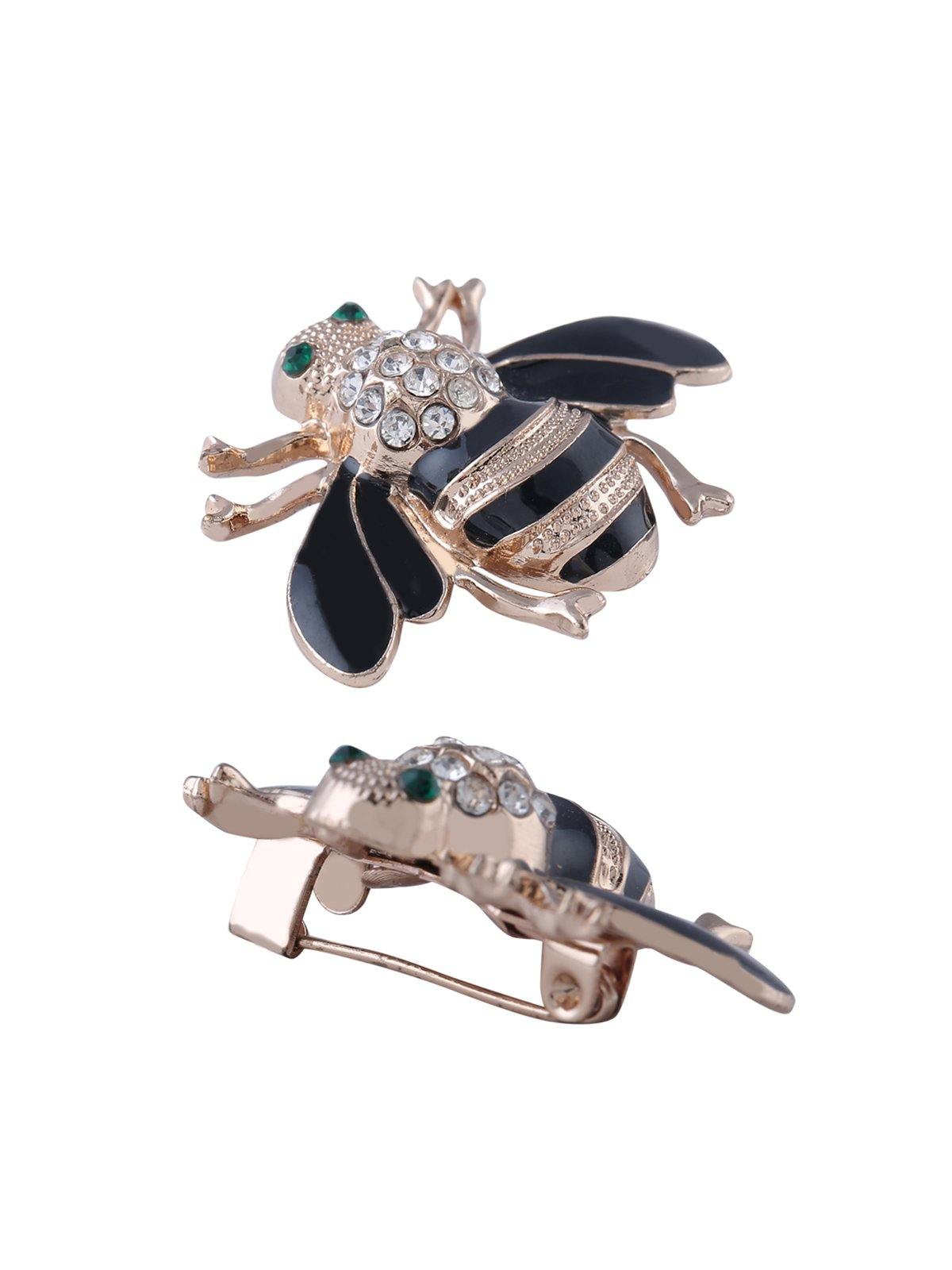 Black & Gold Bee Insect Brooch Pin