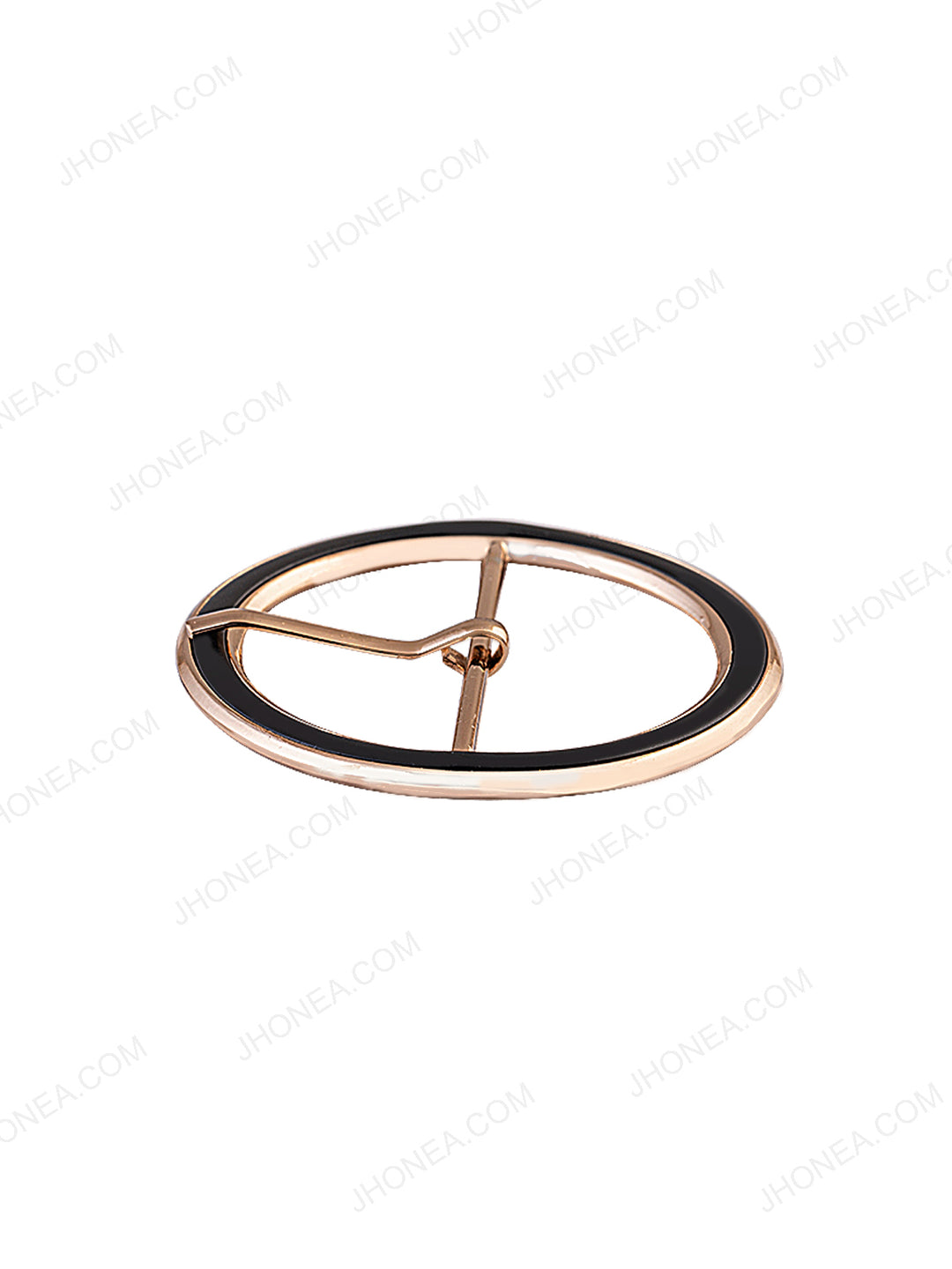 Circular Shiny Gold with Black Sliding Belt Buckle with Prong