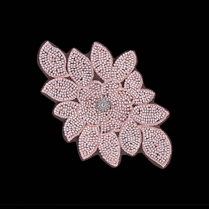 Seed Bead Flower Patches in Peach Color for Men/Women Clothing