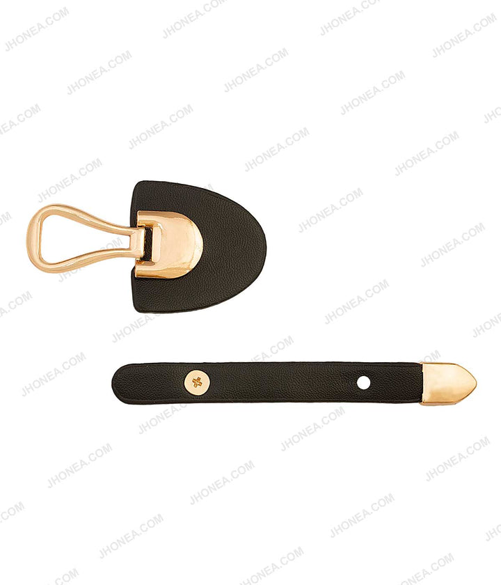 Clasp Belt Shiny Gold with Black PU Belt Buckle