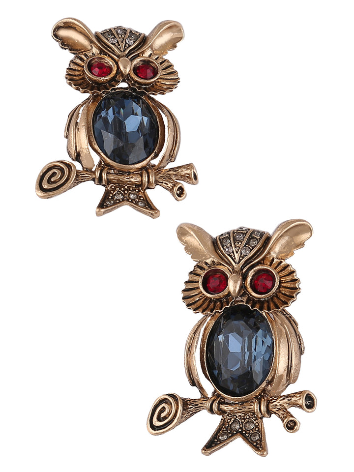 Antique Gold Diamond Owl Luxury Bird Brooch Pin