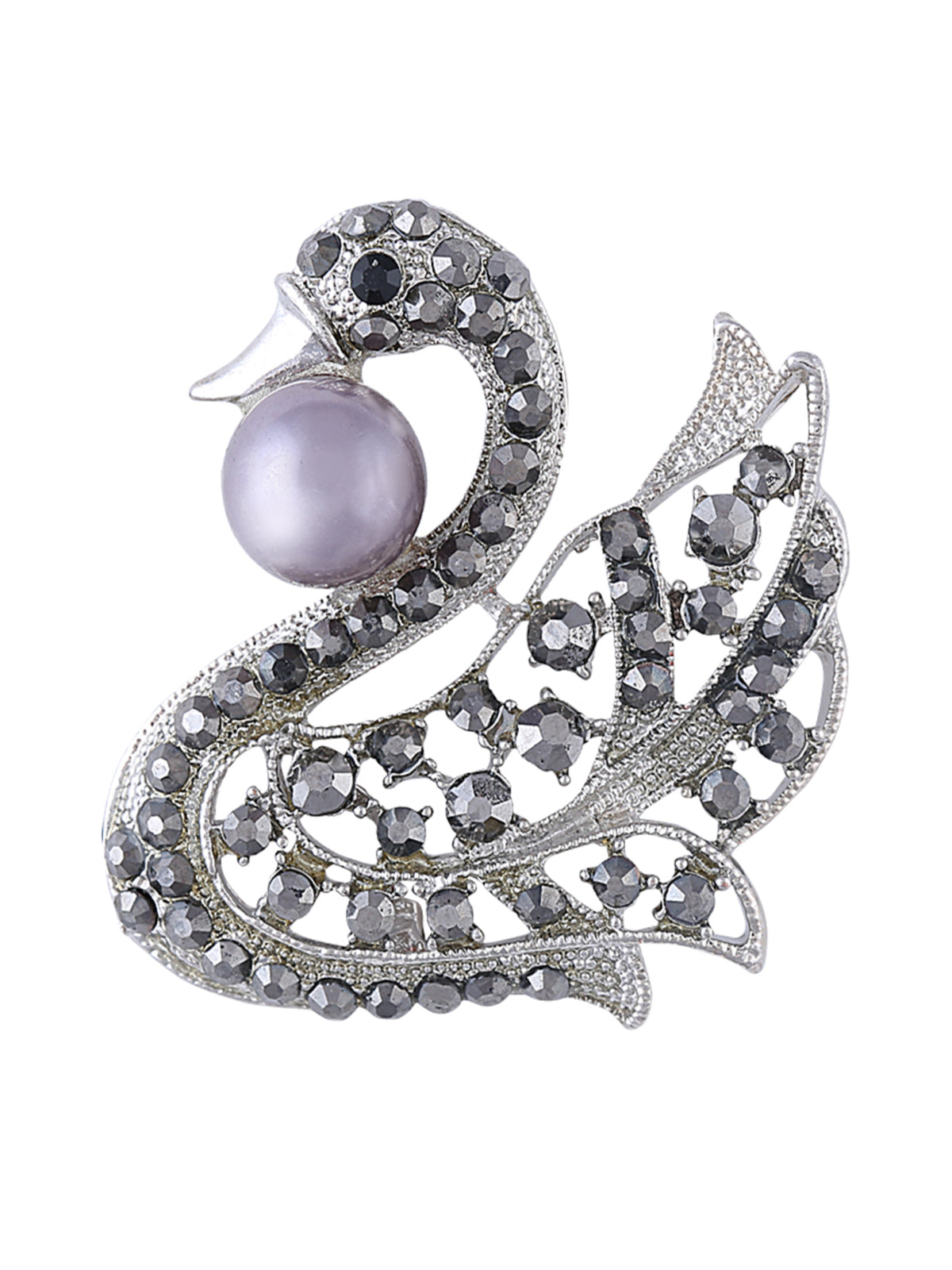 Beautiful Diamond & Pearl Swan Bird Brooch