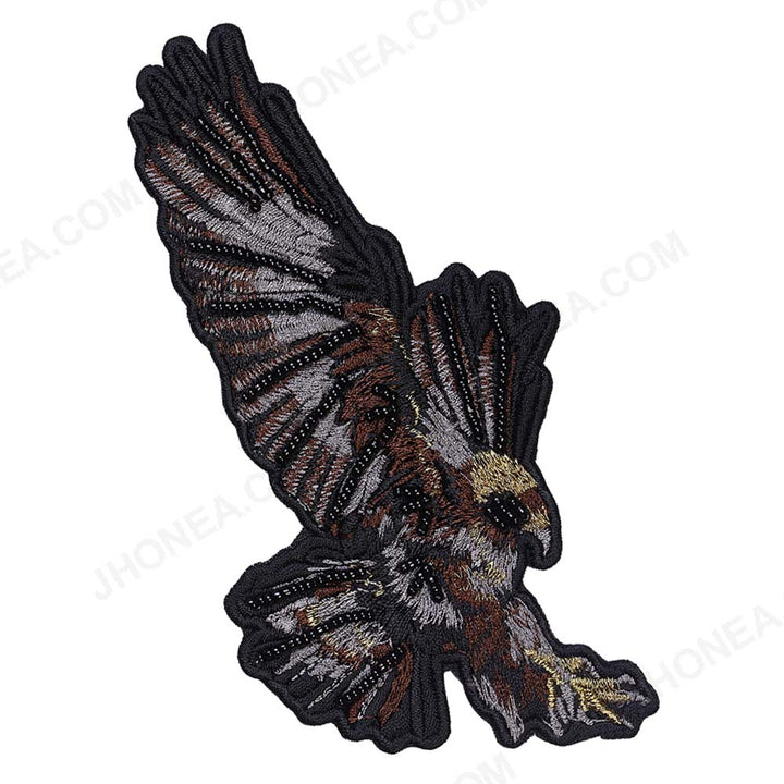 Beads Embellished Flying Eagle Embroidery Bird Patch