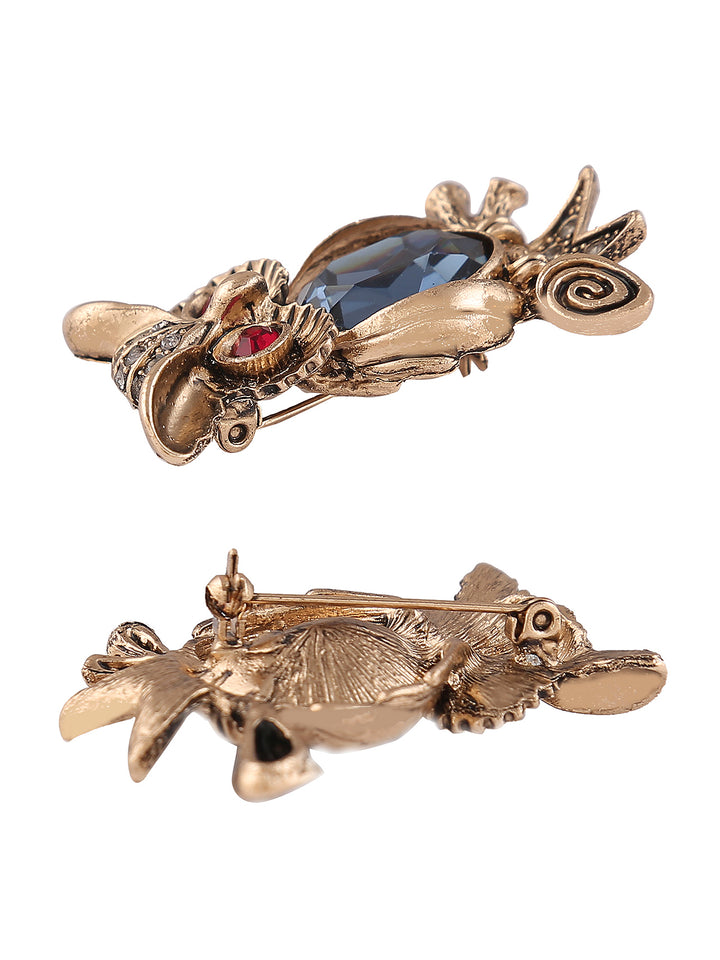 Antique Gold Diamond Owl Luxury Bird Brooch Pin