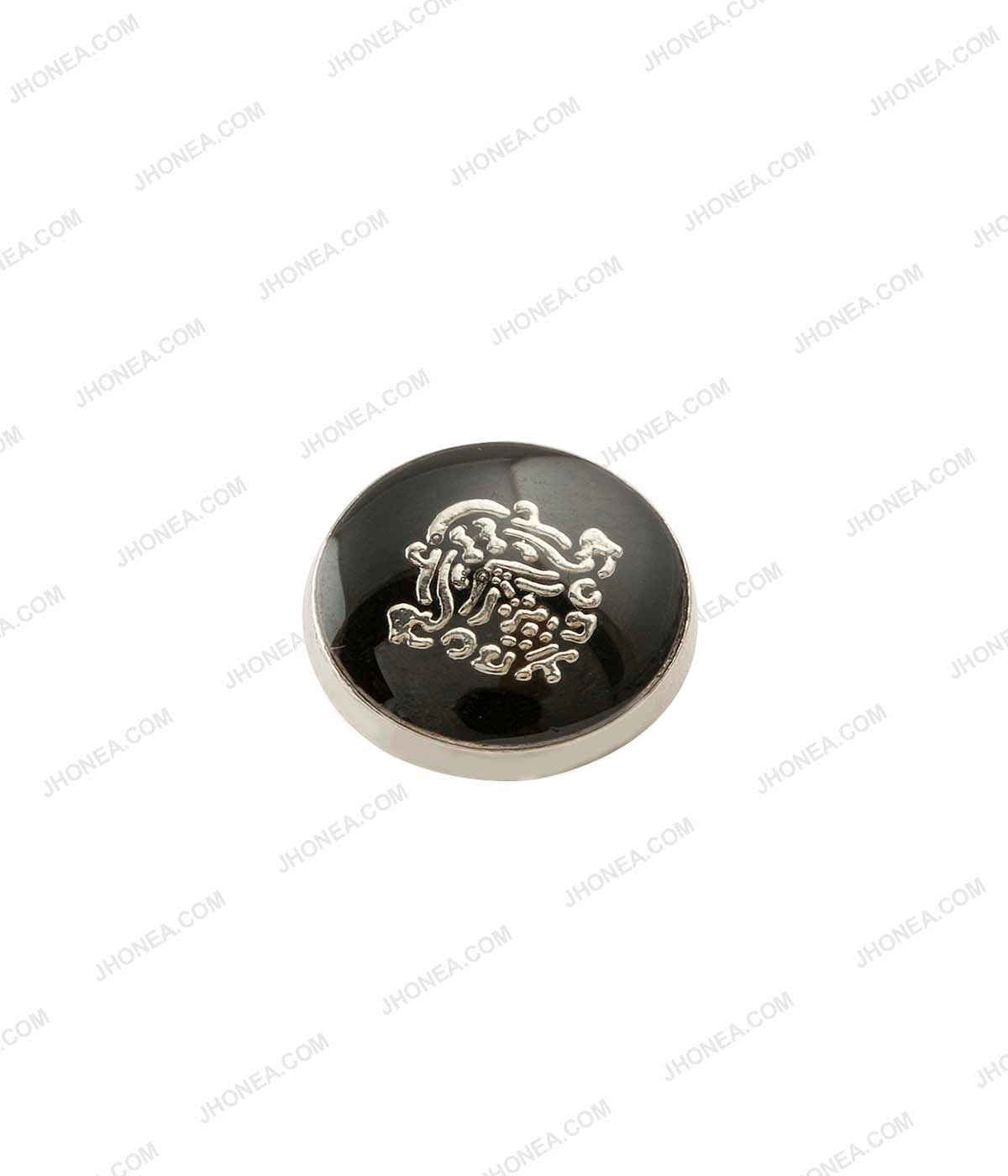 Classy Silver with Black Lamination Metal Buttons for Shirts